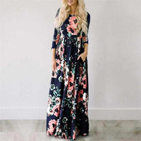 Women Floral Print Summer Long Dress-Dresses-Golonzo