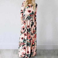 Women Floral Print Summer Long Dress-Dresses-Golonzo