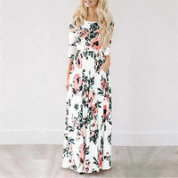 Women Floral Print Summer Long Dress-Dresses-Golonzo