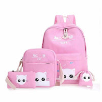 Neko Cat School Bags 4 Pcs/Set - Orthopedic Backpacks for Children-School Bags-Golonzo