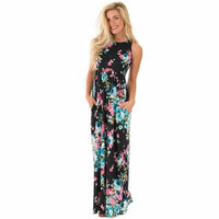 Women Floral Print Summer Long Dress-Dresses-Golonzo