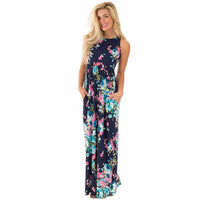 Women Floral Print Summer Long Dress-Dresses-Golonzo