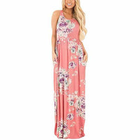 Women Floral Print Summer Long Dress-Dresses-Golonzo