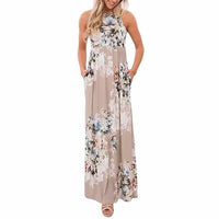 Women Floral Print Summer Long Dress-Dresses-Golonzo