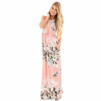 Women Floral Print Summer Long Dress-Dresses-Golonzo