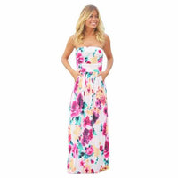 Women Floral Print Summer Long Dress-Dresses-Golonzo