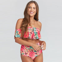 Sexy bikini Set High Waist Swimwear Women Striped-Swimsuit-Golonzo