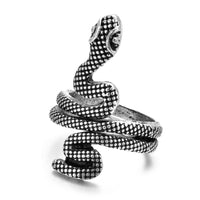 Antique Silver Adjustable Snake Ring for Men and Women-Rings-Golonzo