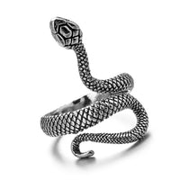 Antique Silver Adjustable Snake Ring for Men and Women-Rings-Golonzo
