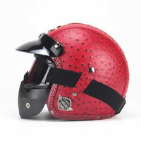 PU Leather 3/4 Vintage Motorcycle Helmet - Include/Exclude Goggle Mask-Motorcycle Helmets-Golonzo