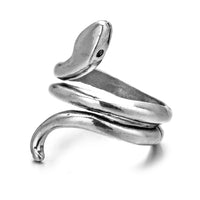 Antique Silver Adjustable Snake Ring for Men and Women-Rings-Golonzo