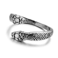 Antique Silver Adjustable Snake Ring for Men and Women-Rings-Golonzo