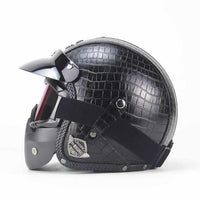 PU Leather 3/4 Vintage Motorcycle Helmet - Include/Exclude Goggle Mask-Motorcycle Helmets-Golonzo