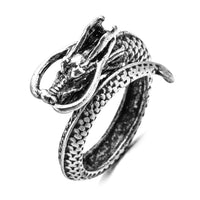 Antique Silver Adjustable Snake Ring for Men and Women-Rings-Golonzo