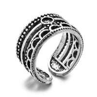 Antique Silver Adjustable Snake Ring for Men and Women-Rings-Golonzo