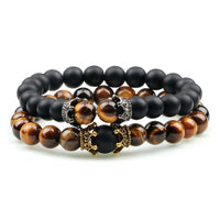Black Lava Stone - Tiger Eye Charm Bracelet-Bracelets-Golonzo