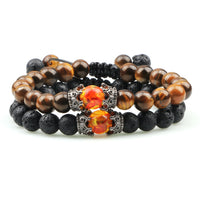 Black Lava Stone - Tiger Eye Charm Bracelet-Bracelets-Golonzo