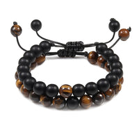 Black Lava Stone - Tiger Eye Charm Bracelet-Bracelets-Golonzo