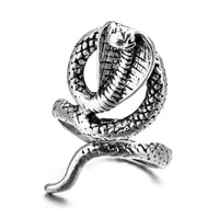 Antique Silver Adjustable Snake Ring for Men and Women-Rings-Golonzo