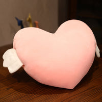 Soft Angel Hearts Pillow with White Wings-Pillows-Golonzo
