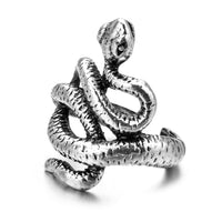 Antique Silver Adjustable Snake Ring for Men and Women-Rings-Golonzo