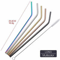 4PCS Reusable Metal Drinking Straws - Colorful Stainless Steel Straw+1 Brush-Drinking Straws and Stirrers-Golonzo