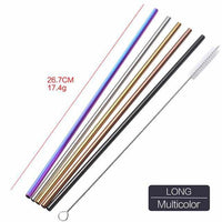 4PCS Reusable Metal Drinking Straws - Colorful Stainless Steel Straw+1 Brush-Drinking Straws and Stirrers-Golonzo