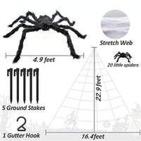 Halloween Giant Spider Huge Stretchy Cobwebs Terror Plush-Decor-Golonzo