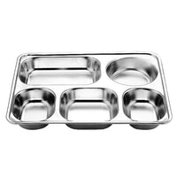 Section Stainless Steel Divided Dinner Tray Lunch Container Food Plate-Golonzo