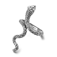 Antique Silver Adjustable Snake Ring for Men and Women-Rings-Golonzo