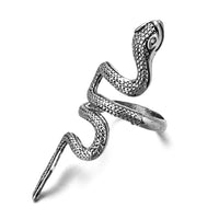 Antique Silver Adjustable Snake Ring for Men and Women-Rings-Golonzo