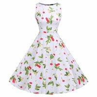 Floral Print Sleeveless Vintage Summer Dress-Dresses-Golonzo