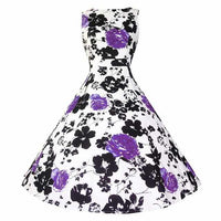 Floral Print Sleeveless Vintage Summer Dress-Dresses-Golonzo