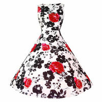 Floral Print Sleeveless Vintage Summer Dress-Dresses-Golonzo
