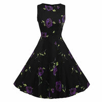 Floral Print Sleeveless Vintage Summer Dress-Dresses-Golonzo
