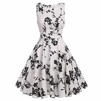 Floral Print Sleeveless Vintage Summer Dress-Dresses-Golonzo