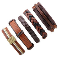 Vintage Casual Leather Charm Bracelets - Multilayer Braid Wrap Bangles-Bracelet-Golonzo