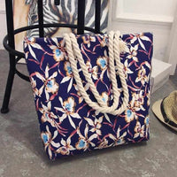Women Canvas bohemian style striped Shoulder Beach Bag - Female Casual Tote Shopping Big Bag-Handbags-Golonzo