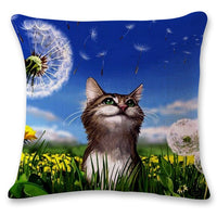 Cat Pattern Cotton Linen Throw Pillow Cushion Cover Seat-Pillow Case and Shams-Golonzo