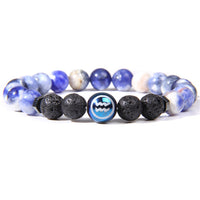 12 Zodiac Signs Charm Natural Stone Beads Bracelets-Bracelets-Golonzo