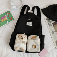 Women's Cute School Backpack with Doll Decoration-Backpacks-Golonzo