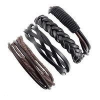 Vintage Casual Leather Charm Bracelets - Multilayer Braid Wrap Bangles-Bracelet-Golonzo