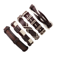 Vintage Casual Leather Charm Bracelets - Multilayer Braid Wrap Bangles-Bracelet-Golonzo