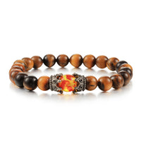 Black Lava Stone - Tiger Eye Charm Bracelet-Bracelets-Golonzo