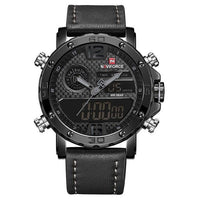Men's Quartz LED Digital Leather Watches - Waterproof Military Wrist Watch-Watch-Golonzo