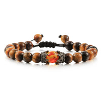Black Lava Stone - Tiger Eye Charm Bracelet-Bracelets-Golonzo