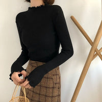 Women Sweater High Elastic Solid Fall Winter Fashion-Shirts and Tops-Golonzo