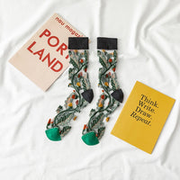 Creative Crystal Silk Tide Socks Funny Sunflowers Vines Flowers Happy Socks Casual-Socks-Golonzo