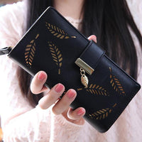 Gold Leaves Women Long Wallet Purse-Handbags, Wallets & Cases-Golonzo