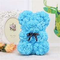 Hand Made Teddy Rose Bear With Box Artificial 25cm-Artificial flower-Golonzo